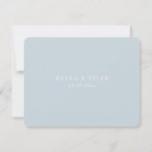 Minimalistisch Light Blue Wedding RSVP (Rückseite)