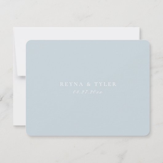 Minimalistisch Light Blue Wedding RSVP (Rückseite)