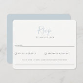 Minimalistisch Light Blue Wedding RSVP (Vorne/Hinten)