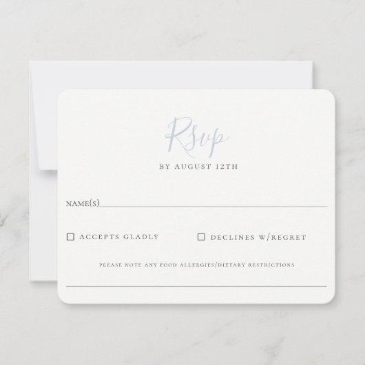 Minimalistisch Light Blue Wedding RSVP (Vorderseite)