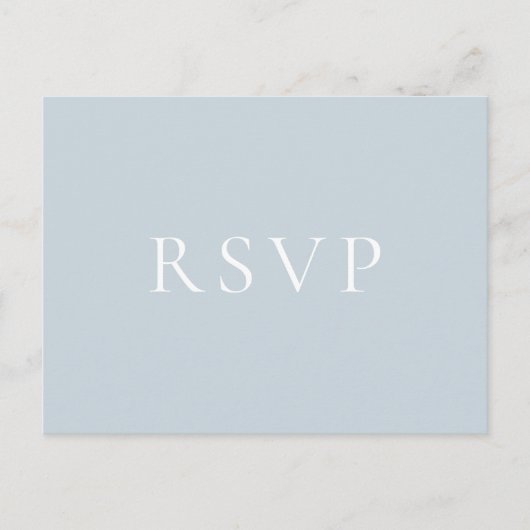 Minimalistisch Light Blue Wedding RSVP Postcard Postkarte (Vorderseite)