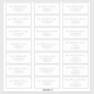 Minimalistisch Light Gray Wedding Guest Address La Aufkleber