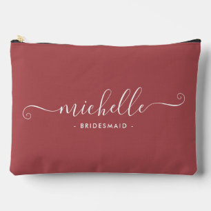 Minimalistisch Light Maroon Personalisiert Bridesm Zubehörtasche