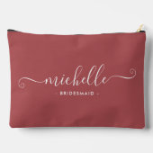 Minimalistisch Light Maroon Personalisiert Bridesm Zubehörtasche (Rückseite)