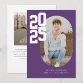 Minimalistisch Lila 2025 Foto Abschluss Ankündigung (Vorne/Hinten)