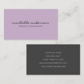 Minimalistisch Lila mit kursivem Text Visitenkarte (Vorne/Hinten)