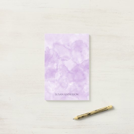 Minimalistisch lila Wasserfarbe Post-it Klebezettel (Auf Schreibtisch)