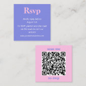 Minimalistisch Lilac Blue und Pink Wedding RSVP Begleitkarte (Vorne/Hinten)