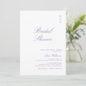 Minimalistisch Lilac Lila Calligraphy Brautparty Einladung (Stehend Vorderseite)