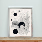 Minimalistisch Line Art Abstrakt Botanisch Poster