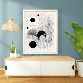 Minimalistisch Line Art Abstrakt Botanisch Poster