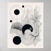 Minimalistisch Line Art Abstrakt Botanisch Poster (Vorne)