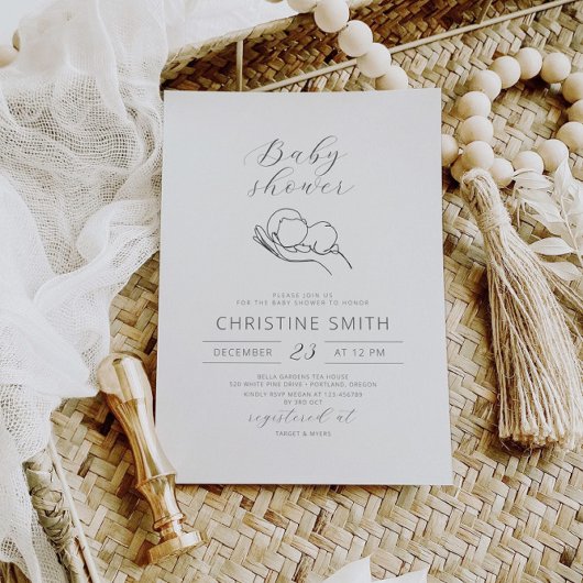 Minimalistisch Line Art Baby Dusche Einladung