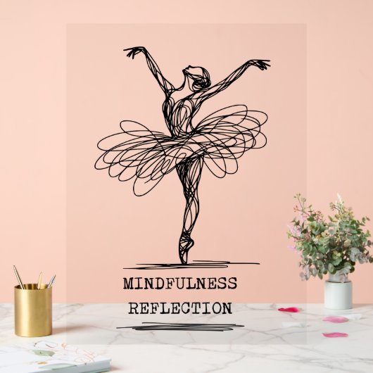 Minimalistisch Line Art Ballerina Tanz Design Acrylschild (Hochzeit)