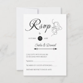 Minimalistisch Line Art Couple Illustration Hochze RSVP Karte