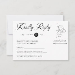 Minimalistisch Line Art Couple Illustration Hochze RSVP Karte