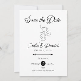 Minimalistisch Line Art Couple Illustration Hochze Save The Date
