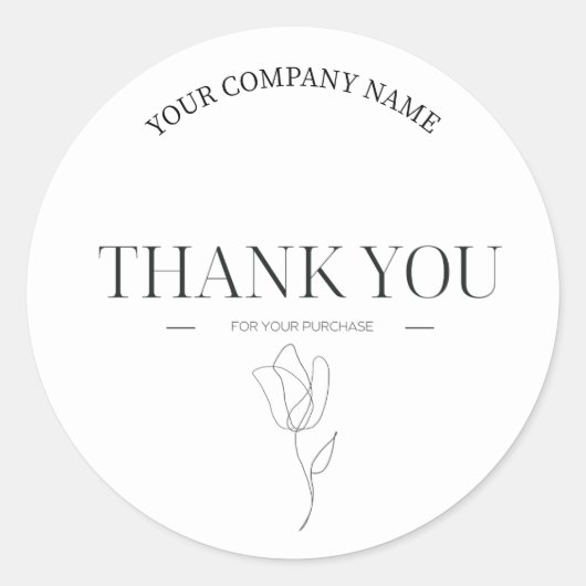 Minimalistisch Line Art Dankeschön Runder Aufkleber (Vorderseite)