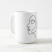 Minimalistisch Line Art Face Kaffeetasse (Vorderseite Links)
