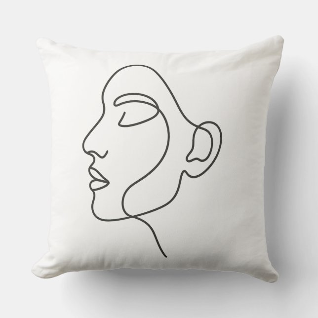 Minimalistisch Line Art Face Kissen (Vorderseite)