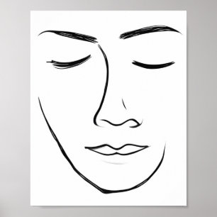 Minimalistisch Line Art Face Poster