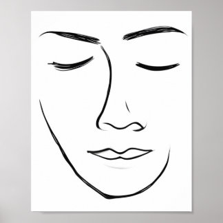 Minimalistisch Line Art Face Poster
