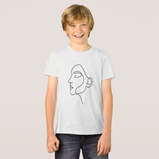Minimalistisch Line Art Face Tri-Blend Shirt (Vorderseite voll)