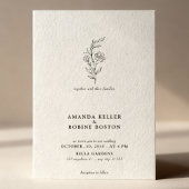 Minimalistisch Line Art Floral Wedding Einladung