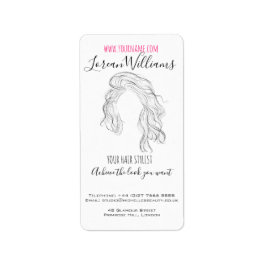 Minimalistisch Line Art Long Wavy Natural Hair Sty Adressaufkleber