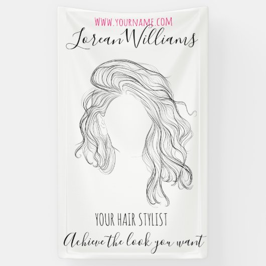 Minimalistisch Line Art Long Wavy Natural Hair Sty Banner (Vertikal)