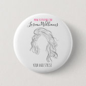 Minimalistisch Line Art Long Wavy Natural Hair Sty Button (Vorderseite)