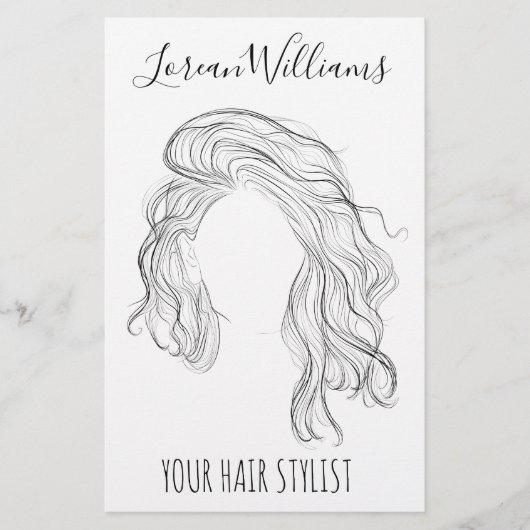 Minimalistisch Line Art Long Wavy Natural Hair Sty Flyer (Vorne)