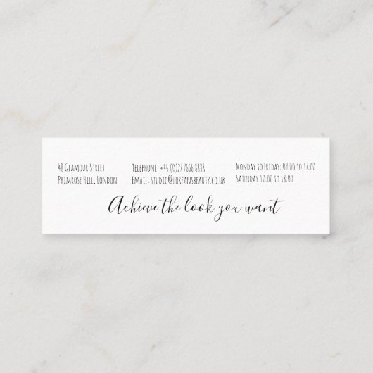 Minimalistisch Line Art Long Wavy Natural Hair Sty Mini Visitenkarte (Rückseite)