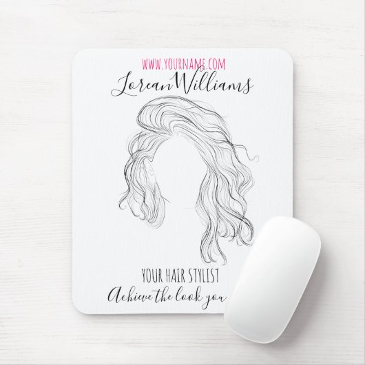 Minimalistisch Line Art Long Wavy Natural Hair Sty Mousepad (Mit Mouse)