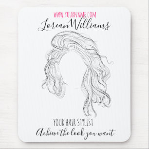 Minimalistisch Line Art Long Wavy Natural Hair Sty Mousepad