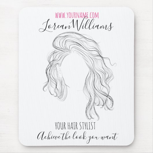 Minimalistisch Line Art Long Wavy Natural Hair Sty Mousepad (Vorne)