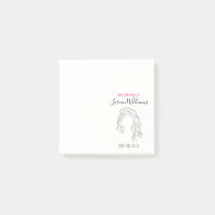 Minimalistisch Line Art Long Wavy Natural Hair Sty Post-it Klebezettel
