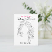 Minimalistisch Line Art Long Wavy Natural Hair Sty Postkarte (Stehend Vorderseite)