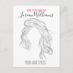 Minimalistisch Line Art Long Wavy Natural Hair Sty Postkarte