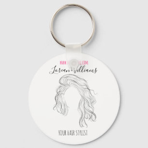 Minimalistisch Line Art Long Wavy Natural Hair Sty Schlüsselanhänger