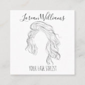 Minimalistisch Line Art Long Wavy Natural Hair Sty Terminkarte (Vorderseite)