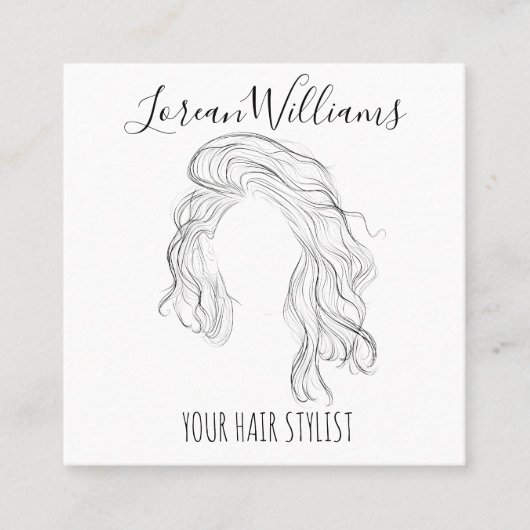 Minimalistisch Line Art Long Wavy Natural Hair Sty Terminkarte (Vorderseite)