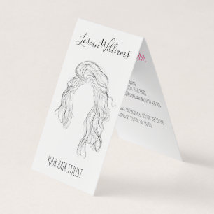 Minimalistisch Line Art Long Wavy Natural Hair Sty Visitenkarten