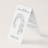 Minimalistisch Line Art Long Wavy Natural Hair Sty Visitenkarten (Vorderseite)