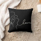 Minimalistisch Line Art Pillow - "Liebe" Abstrakte Kissen (Decke)