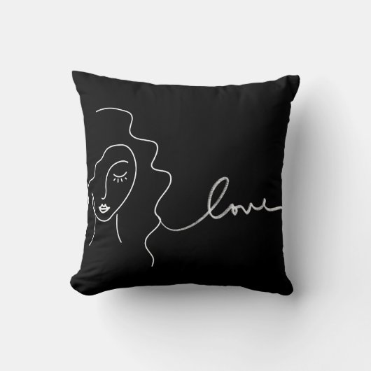 Minimalistisch Line Art Pillow - "Liebe" Abstrakte Kissen (Vorderseite)