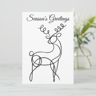 Minimalistisch Line Art Reindeer Saison Grüße Feiertagskarte