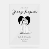 Minimalistisch Line Art Wedding Willkommen Acrylschild (Vorderseite)