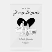 Minimalistisch Line Art Wedding Willkommen Acrylschild (Vorderseite)