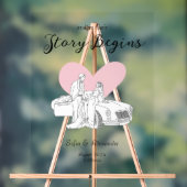 Minimalistisch Line Art Wedding Willkommen Acrylschild (Neutral)